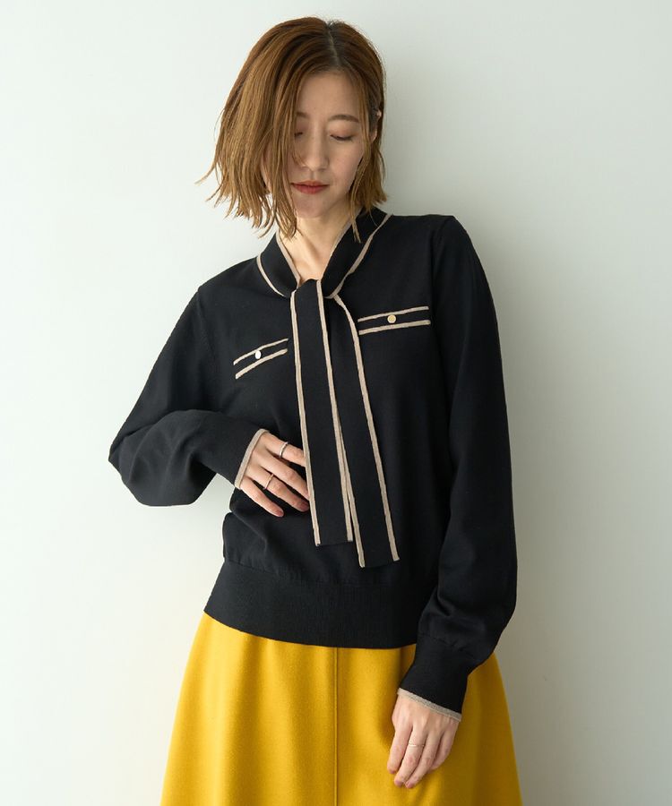 YECCA VECCA「配色ボウタイニット」|ニット・セーター|