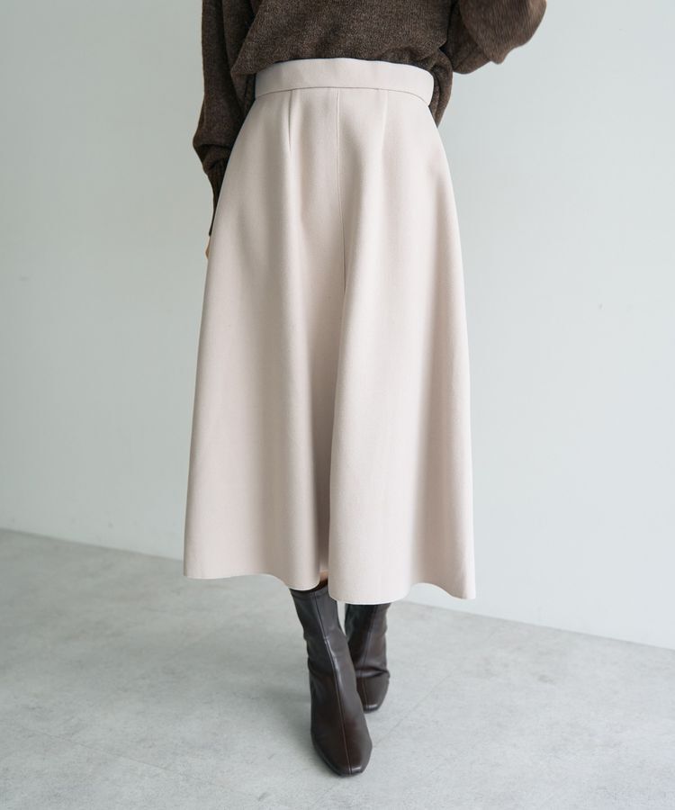 YECCA VECCA「メルトンジャージーAラインスカート」|フレア|Gray Beige