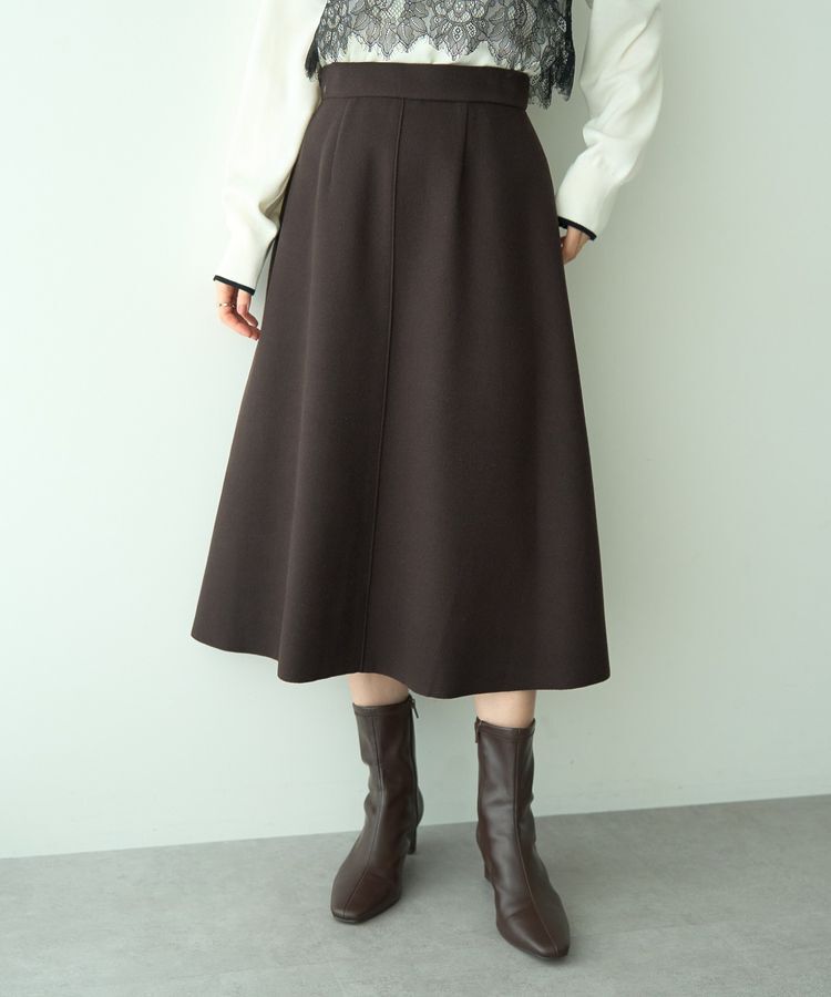 YECCA VECCA「メルトンジャージーAラインスカート」|フレア|Brown