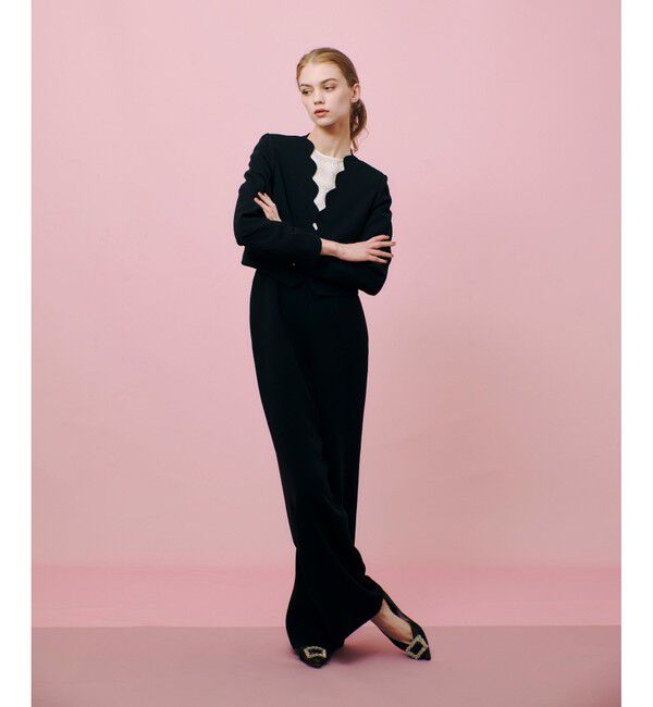 LOULOU WILLOUGHBY「【LOULOU WILLOUGHBY】ダブルクロスハイウエストサスペンダーパンツ」|オールインワン|