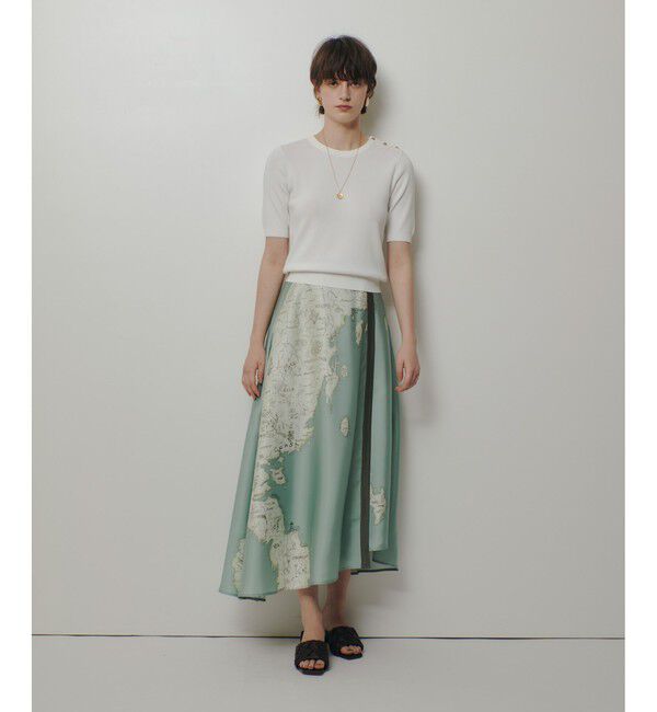 allureville「マッププリントフレアラップスカート」|フレア|