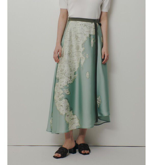 allureville「マッププリントフレアラップスカート」|フレア|