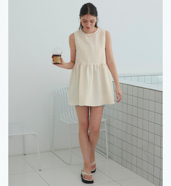 SEA DRESS「ノースリーブティアードチュニック/ラッシュガード」|コンビネゾン|