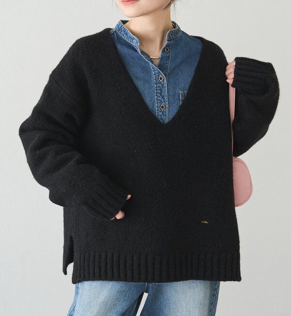  「アルパカ混深Vネックニットプルオーバー」|キャミソール|