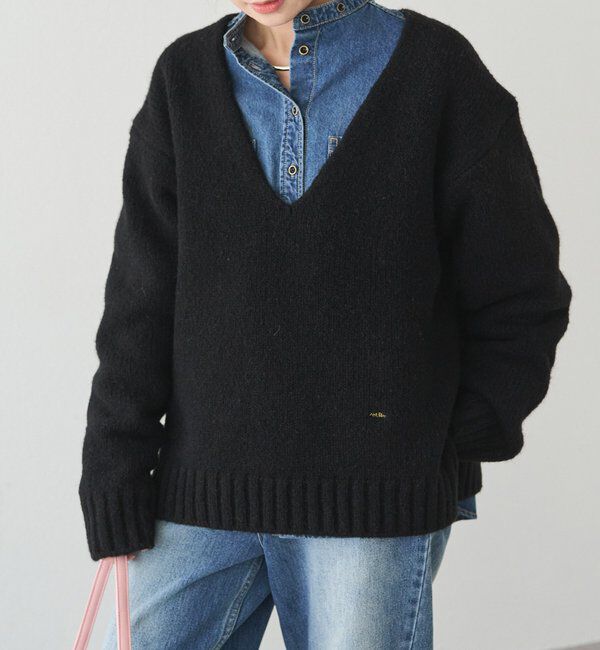 「アルパカ混深Vネックニットプルオーバー」|キャミソール|