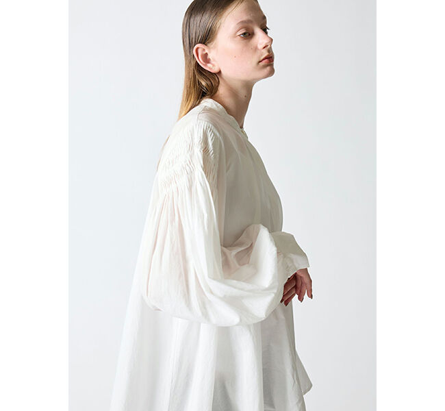 mizuiro ind「mizuiro ind ピンタックパフスリーブシャツ」|シャツ・ブラウス|