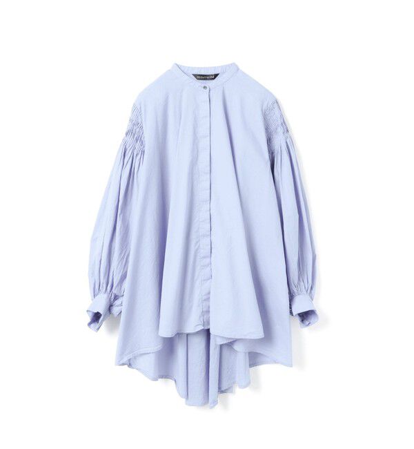 mizuiro ind「mizuiro ind ピンタックパフスリーブシャツ」|シャツ・ブラウス|ライトブルー