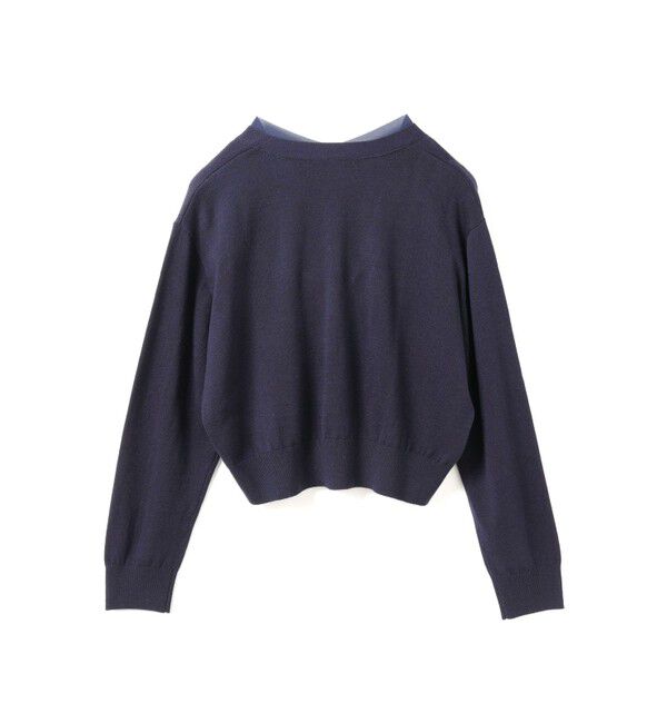 mizuiro ind「mizuiro ind シフォンフリルVネックカーディガン」|カーディガン|