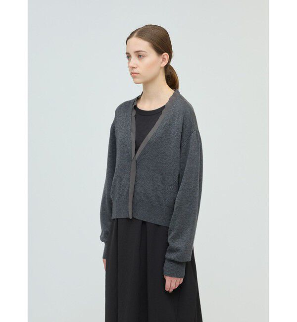 mizuiro ind「mizuiro ind シフォンフリルVネックカーディガン」|カーディガン|