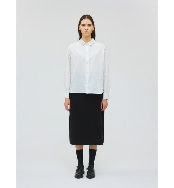 mizuiro ind「mizuiro ind シードステッチAラインスカート」|スカート|ブラック