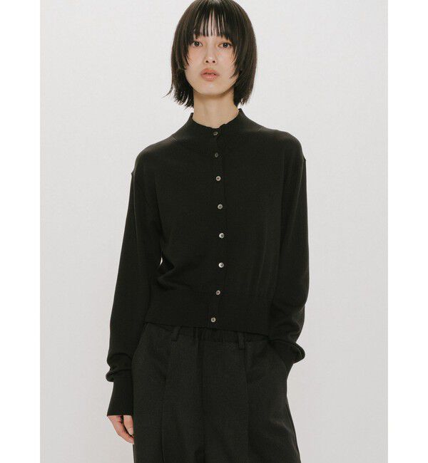 MIDIUMISOLID「MIDIUMISOLID for Ladies ハイネックショートカーディガン」|カーディガン|ブラック