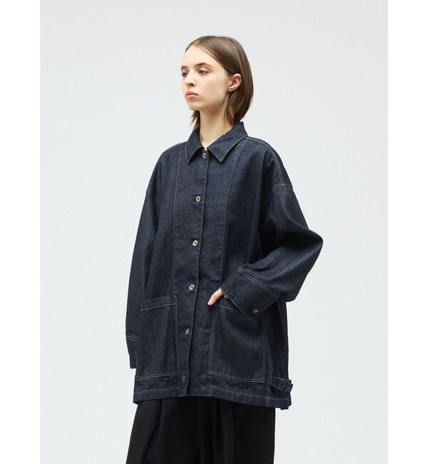 mizuiro ind「mizuiro ind ワイドデニムカバーオール(ONEWASH)」|テーラードジャケット|