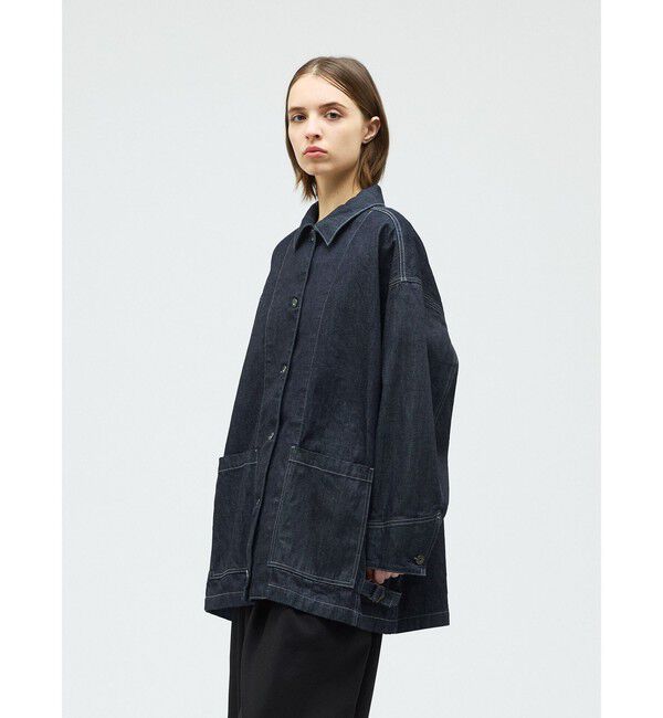 mizuiro ind「mizuiro ind ワイドデニムカバーオール(ONEWASH)」|テーラードジャケット|
