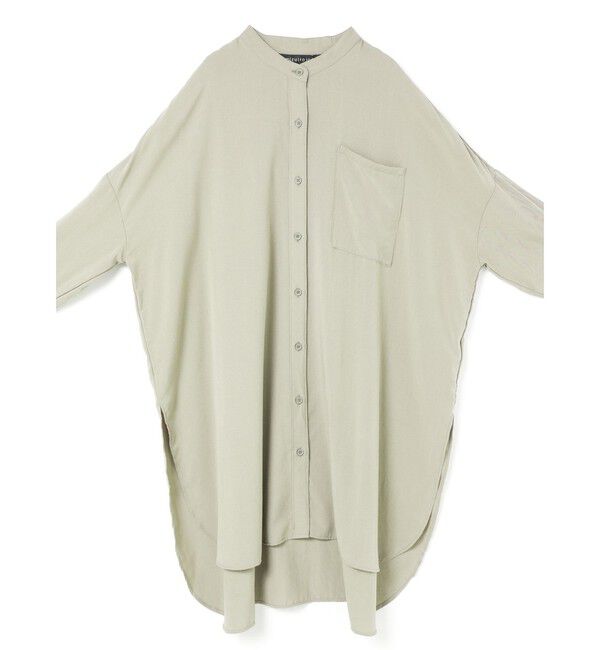mizuiro ind「mizuiro ind T/Rバンドカラーロングシャツ」|シャツ・ブラウス|