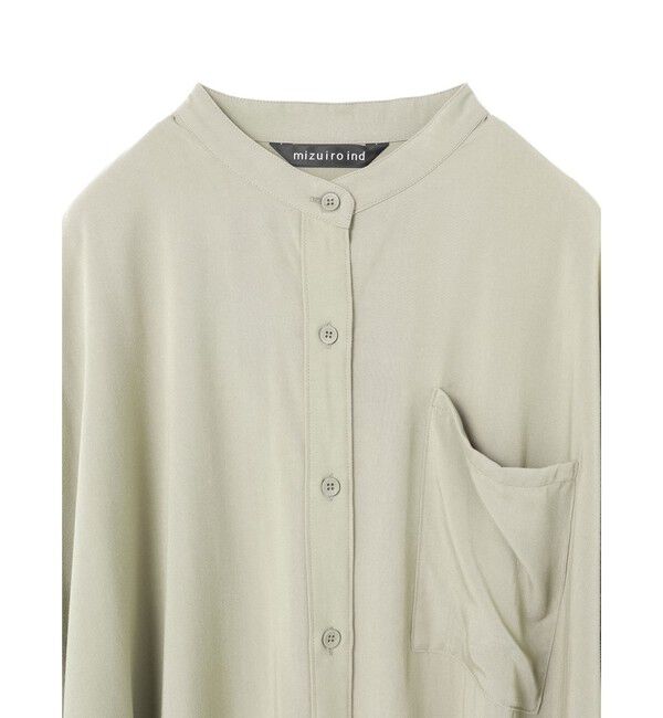 mizuiro ind「mizuiro ind T/Rバンドカラーロングシャツ」|シャツ・ブラウス|