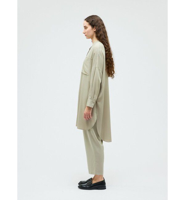 mizuiro ind「mizuiro ind T/Rバンドカラーロングシャツ」|シャツ・ブラウス|