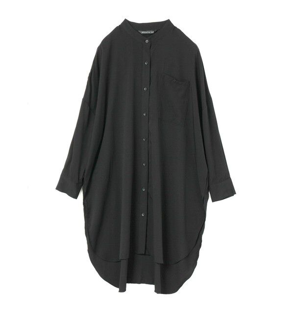 mizuiro ind「mizuiro ind T/Rバンドカラーロングシャツ」|シャツ・ブラウス|ブラック