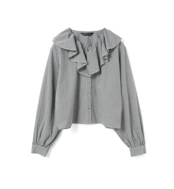 mizuiro ind「mizuiro ind チェックフリルギャザーカラーシャツ」|シャツ・ブラウス|