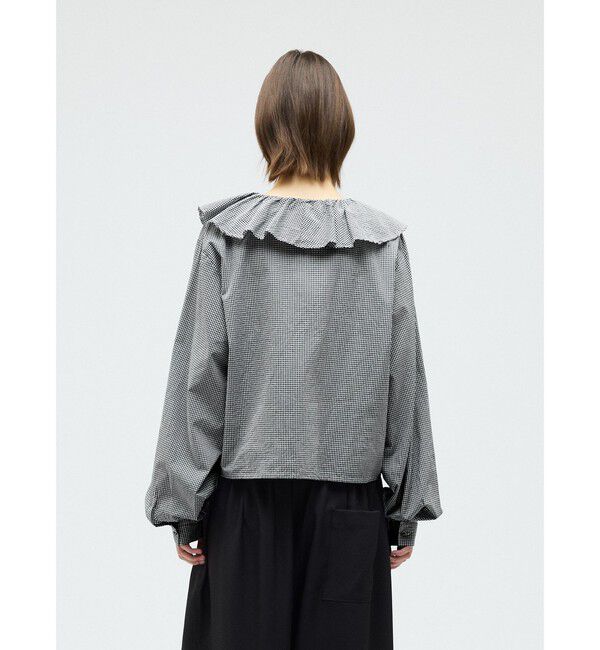 mizuiro ind「mizuiro ind チェックフリルギャザーカラーシャツ」|シャツ・ブラウス|