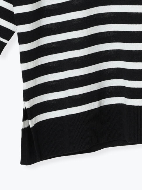 Lugnoncure「【接触冷感】無地/ボーダー7分袖ニット」|ニット・セーター|