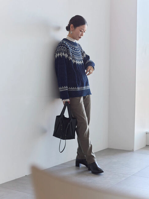 Samansa Mos2 blue「裏起毛ストレッチパンツ」|その他|