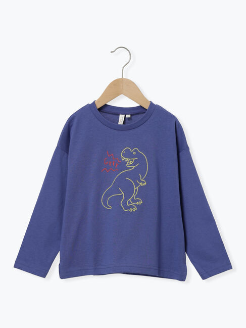 Samansa Mos2 Lagom「恐竜刺繍ロンT」|Tシャツ・カットソー|ブルー