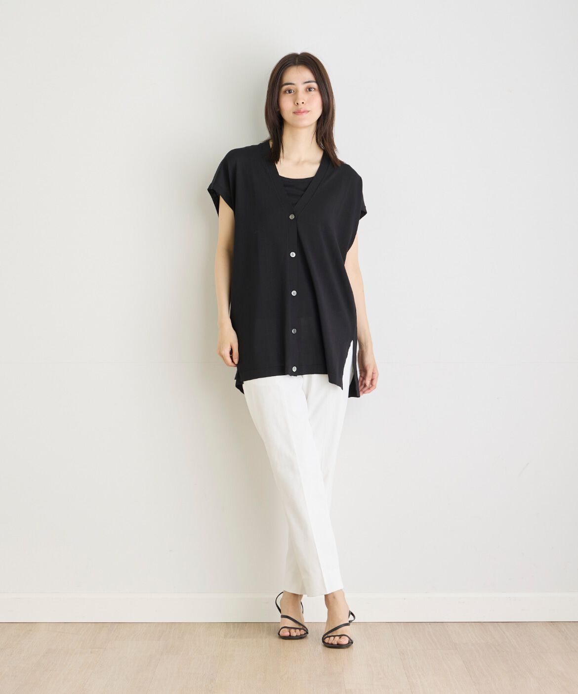 INED「Louiseリネンブレンドテーパードパンツ」|スラックス|