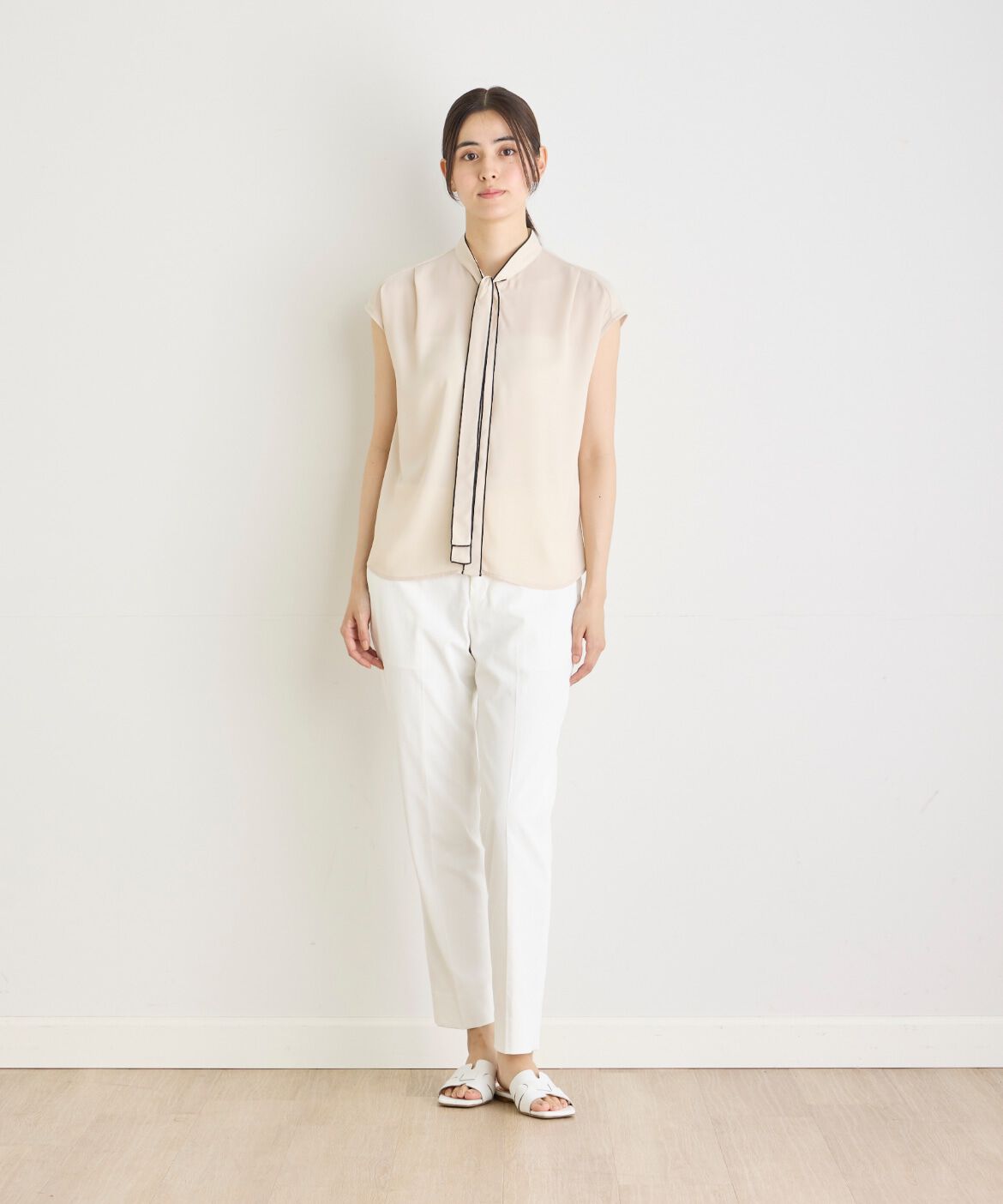 INED「Louiseリネンブレンドテーパードパンツ」|スラックス|