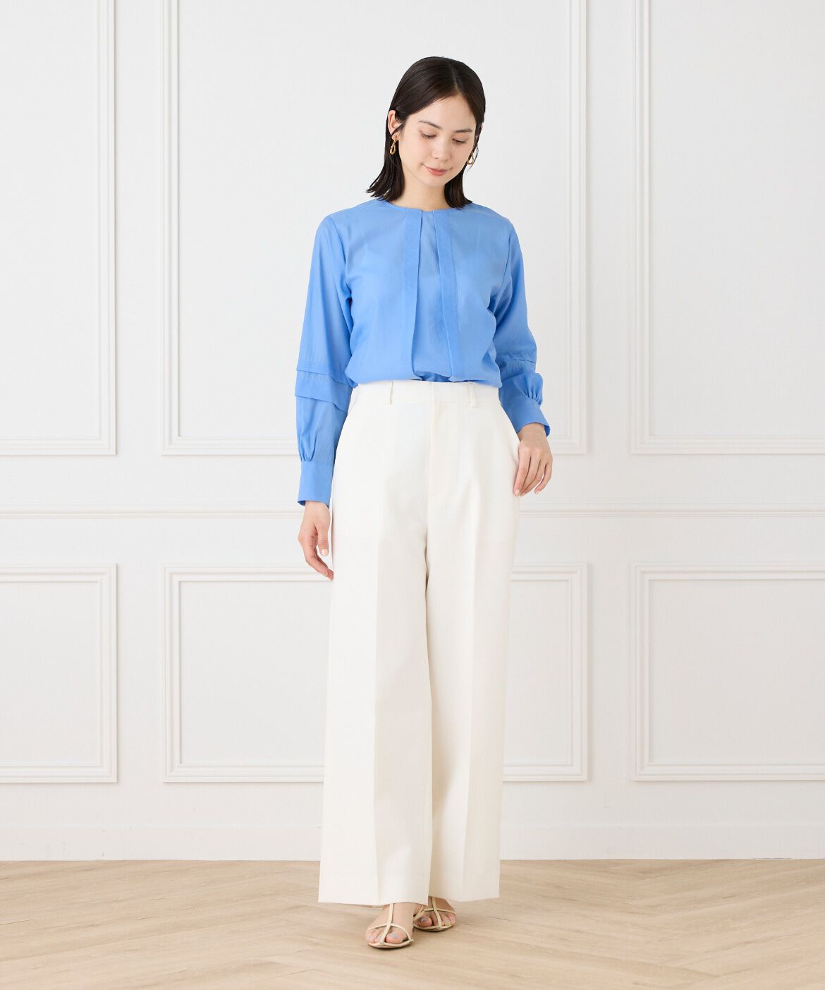 INED「シャイニーローンタックブラウス」|シャツ・ブラウス|