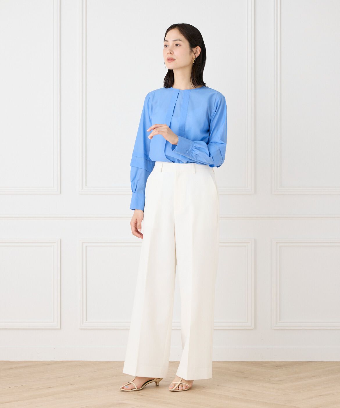 INED「シャイニーローンタックブラウス」|シャツ・ブラウス|