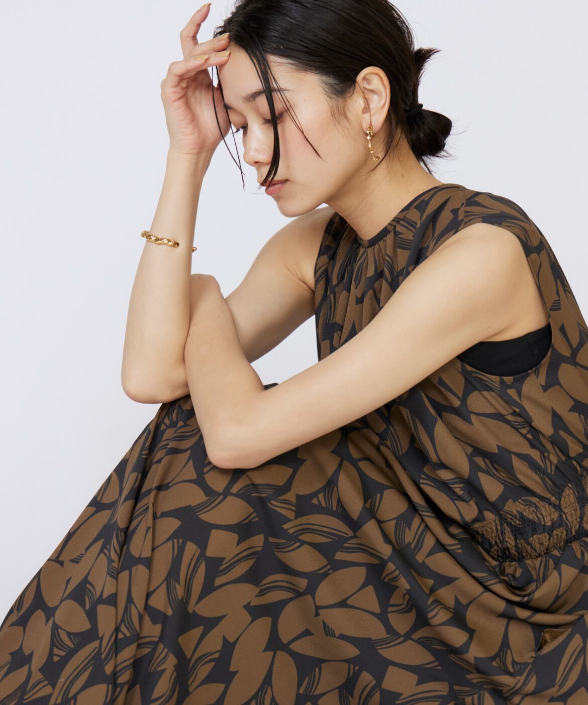 INED「ノースリーブプリントワンピース」|ワンピース|