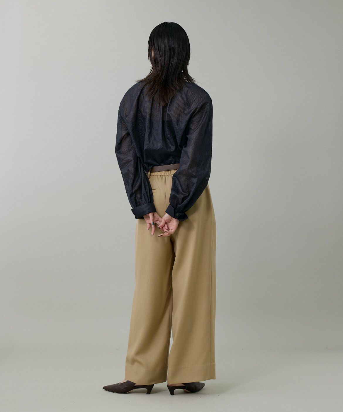 INED「シャドーボーダーボウタイブラウス」|シャツ・ブラウス|