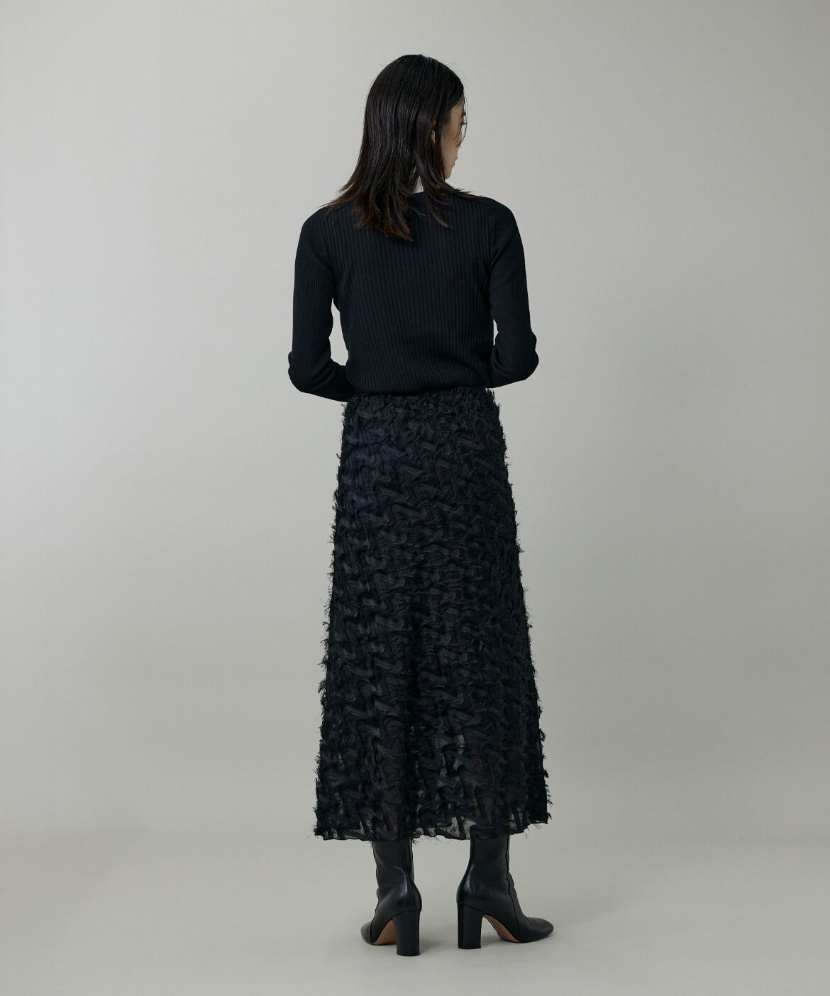 INED「《大きいサイズ》ジャガードスカート」|フレア|