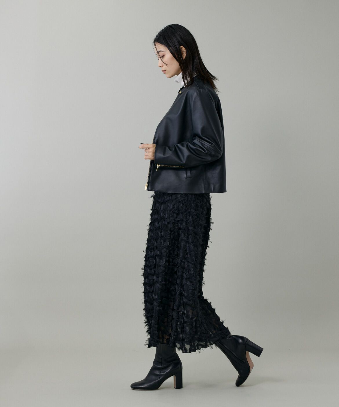 INED「《大きいサイズ》ジャガードスカート」|フレア|