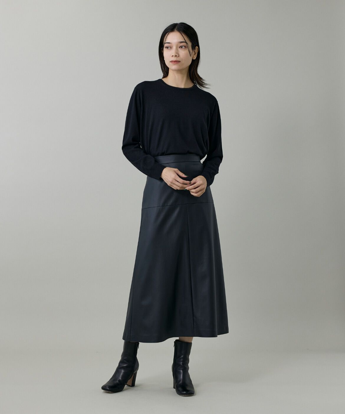 INED「《大きいサイズ》クルーネックプルオーバー」|ニット・セーター|