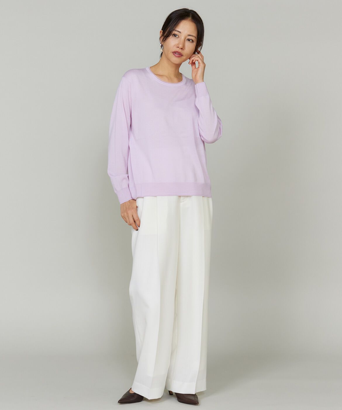 INED「《大きいサイズ》クルーネックプルオーバー」|ニット・セーター|