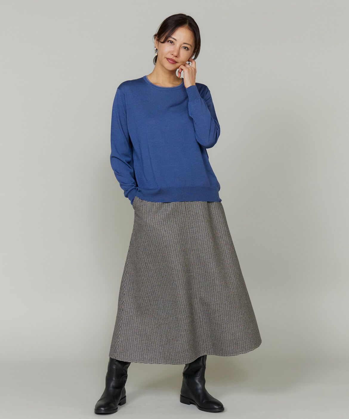 INED「《大きいサイズ》クルーネックプルオーバー」|ニット・セーター|