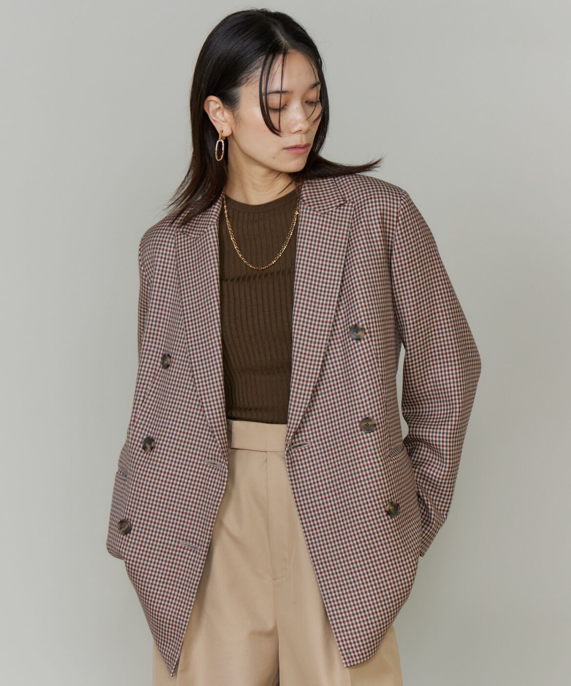 INED「《三尋木奈保コラボ・Oggi11月号掲載商品》ダブルブレストジャケット」|テーラードジャケット|