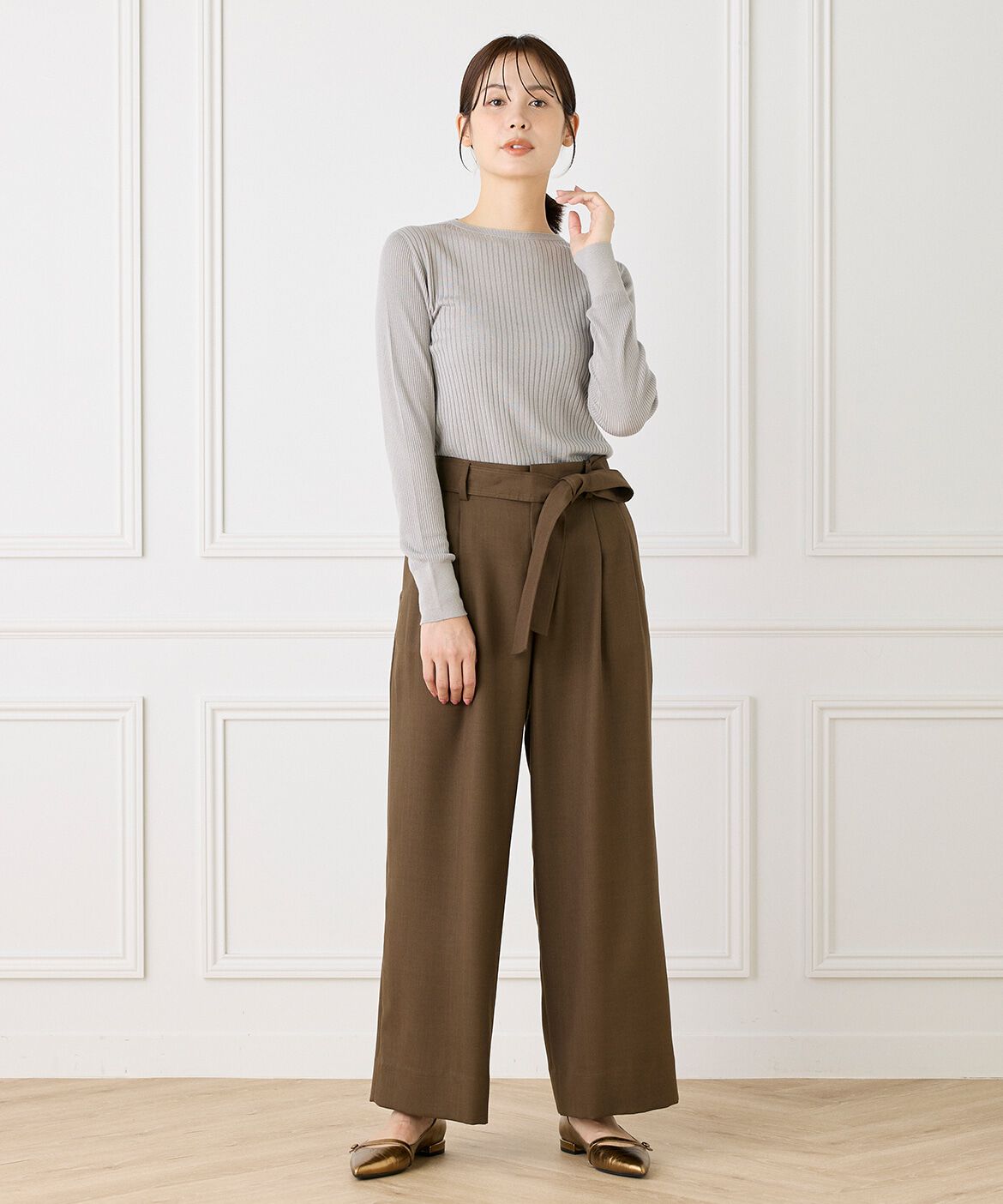 INED「《Cuoo》ホールガーメントクルーネックリブニット」|ニット・セーター|