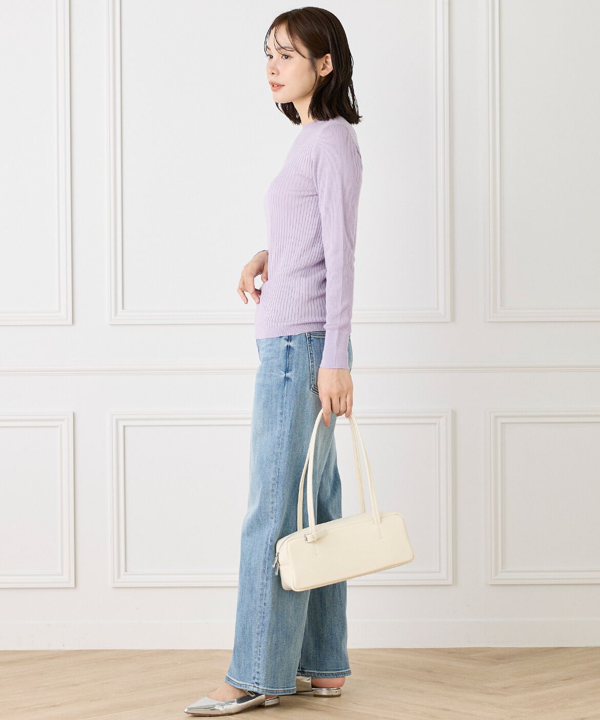 INED「《Cuoo》ホールガーメントクルーネックリブニット」|ニット・セーター|