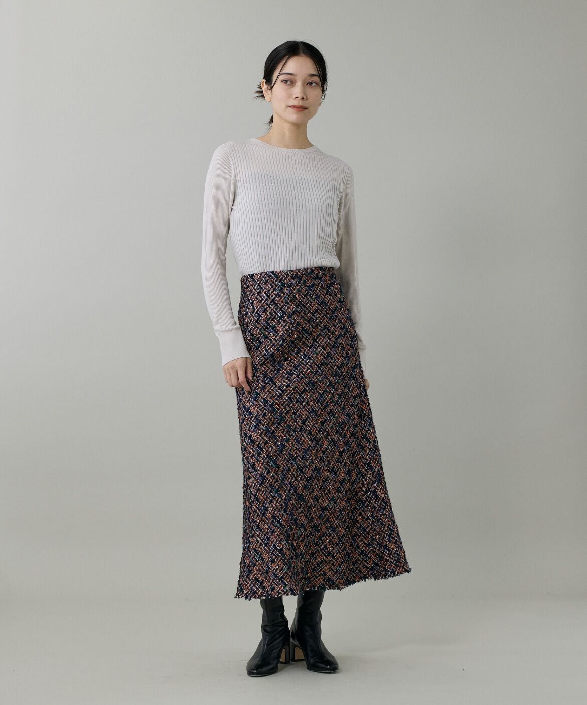 INED「《Cuoo》ホールガーメントクルーネックリブニット」|ニット・セーター|