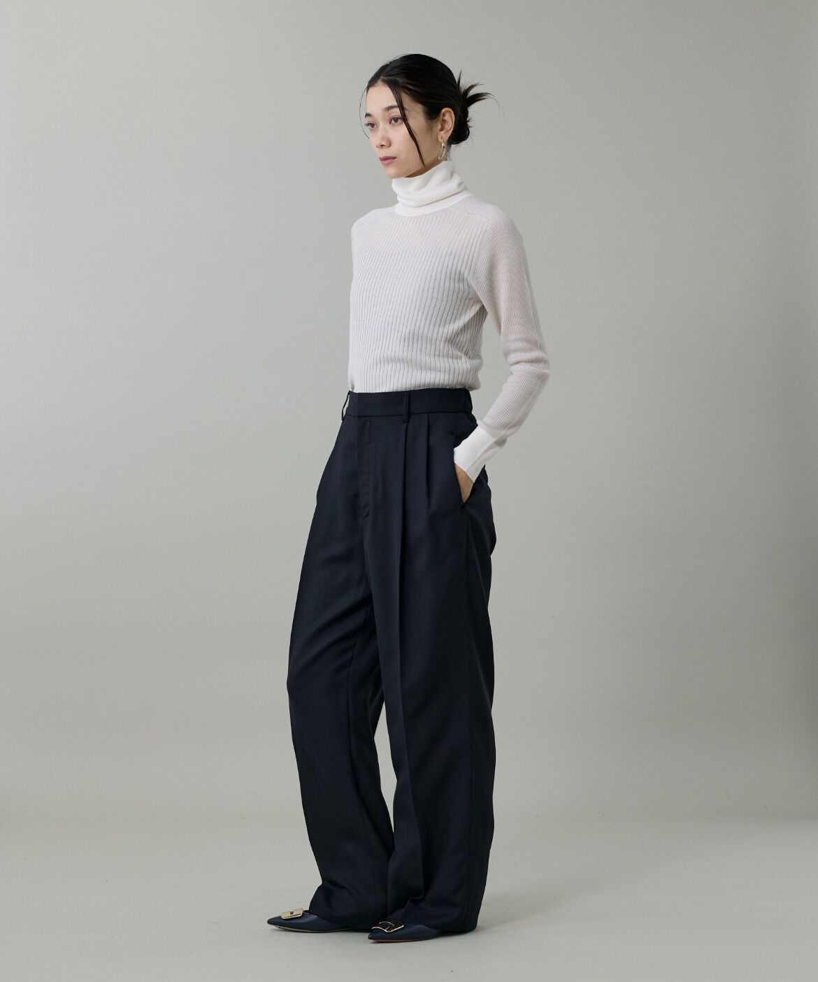 INED「《大きいサイズ》リブタートルニット《Cuoo》」|ニット・セーター|