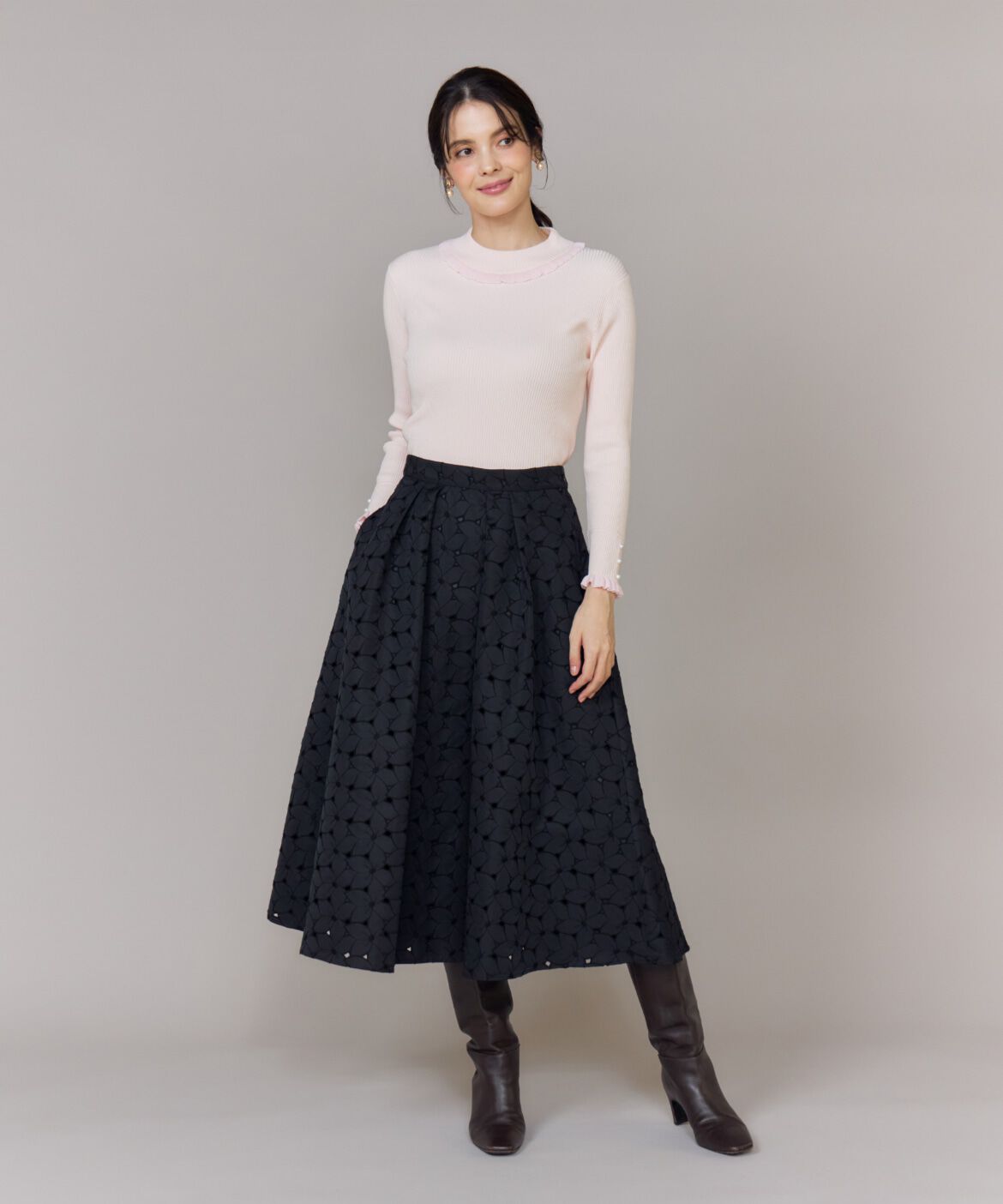 Maglie le cassetto「《大きいサイズ》ハイネックリブプルオーバー」|ニット・セーター|