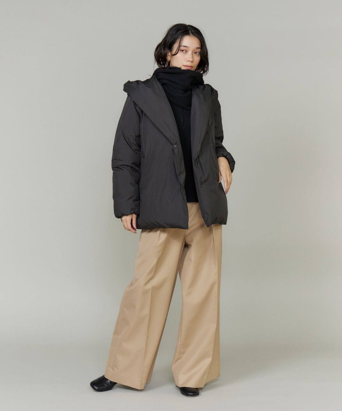 INED「《大きいサイズ》ハーフジッププルオーバーニット」|ニット・セーター|