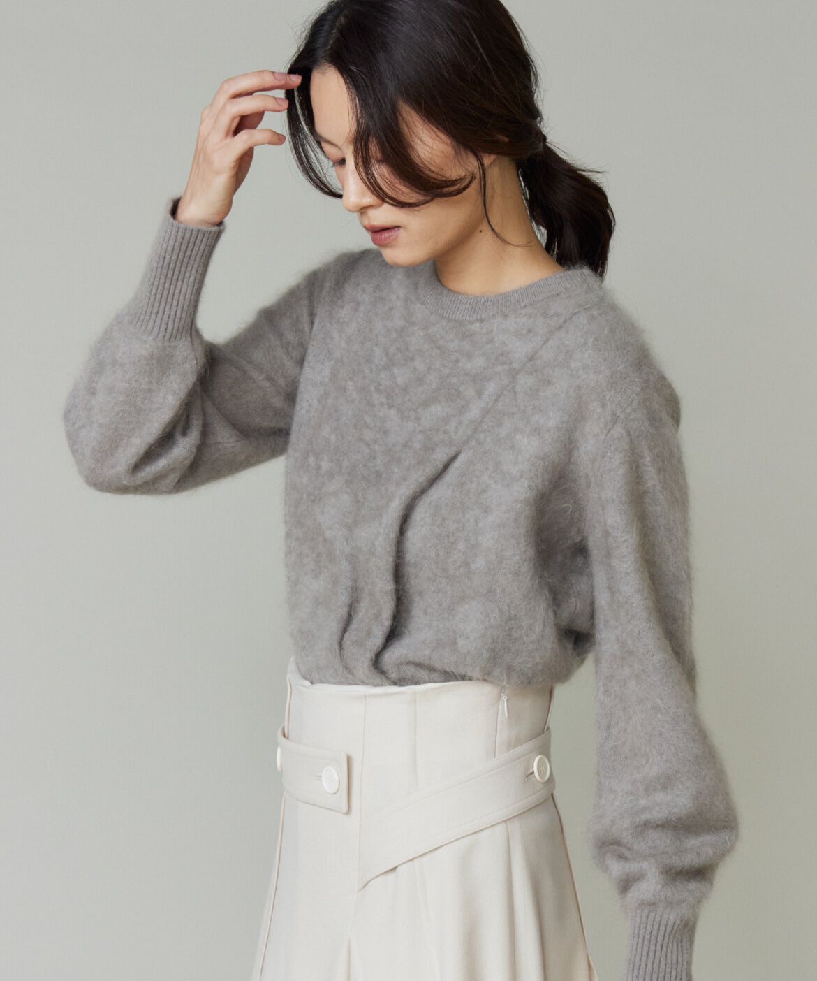 la veille by SUPERIOR CLOSET「カシミヤタックプルオーバー」|ニット・セーター|グレー1