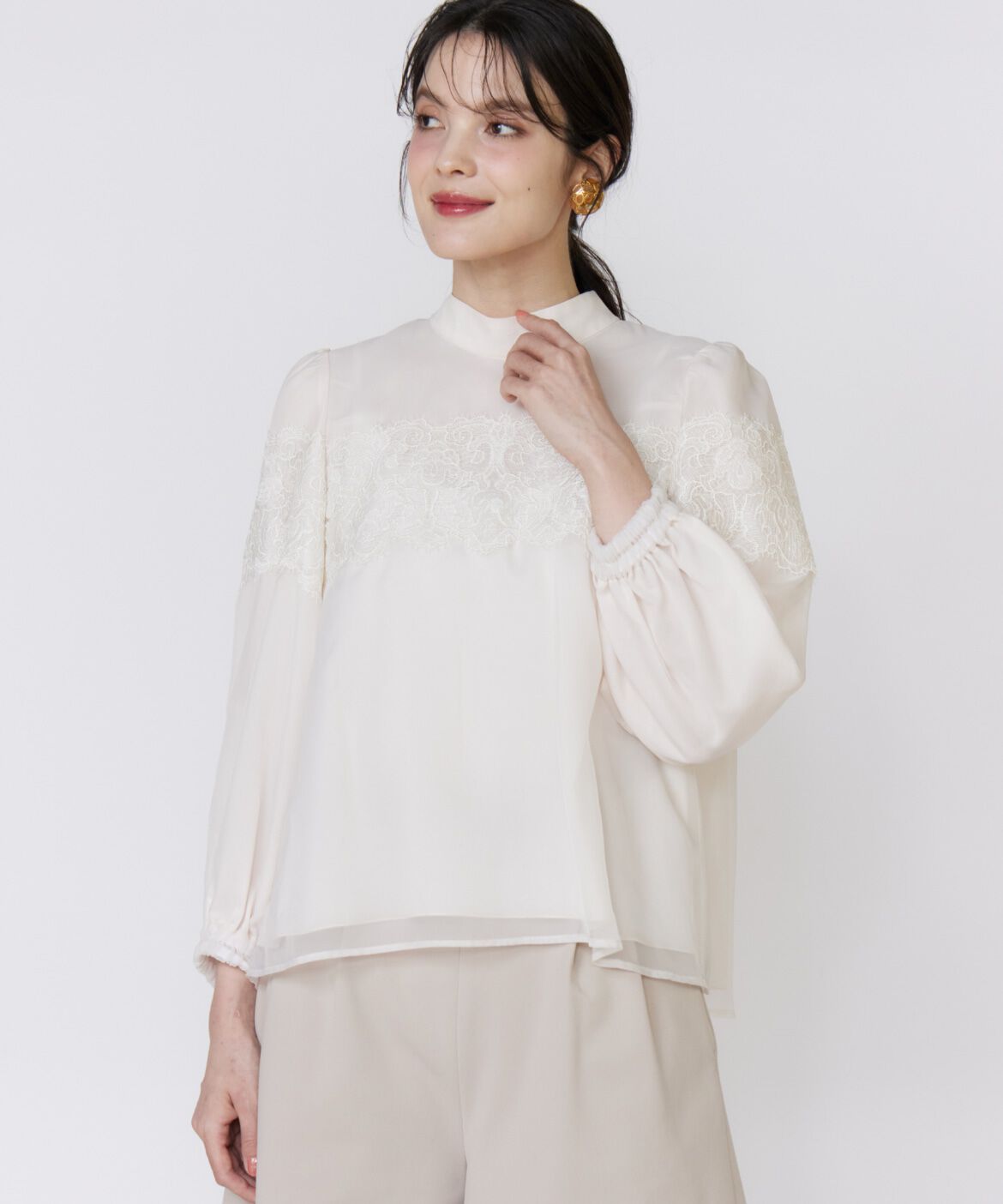 Maglie le cassetto「《大きいサイズ》シアーレースブラウス《M Maglie le cassetto》」|シャツ・ブラウス|