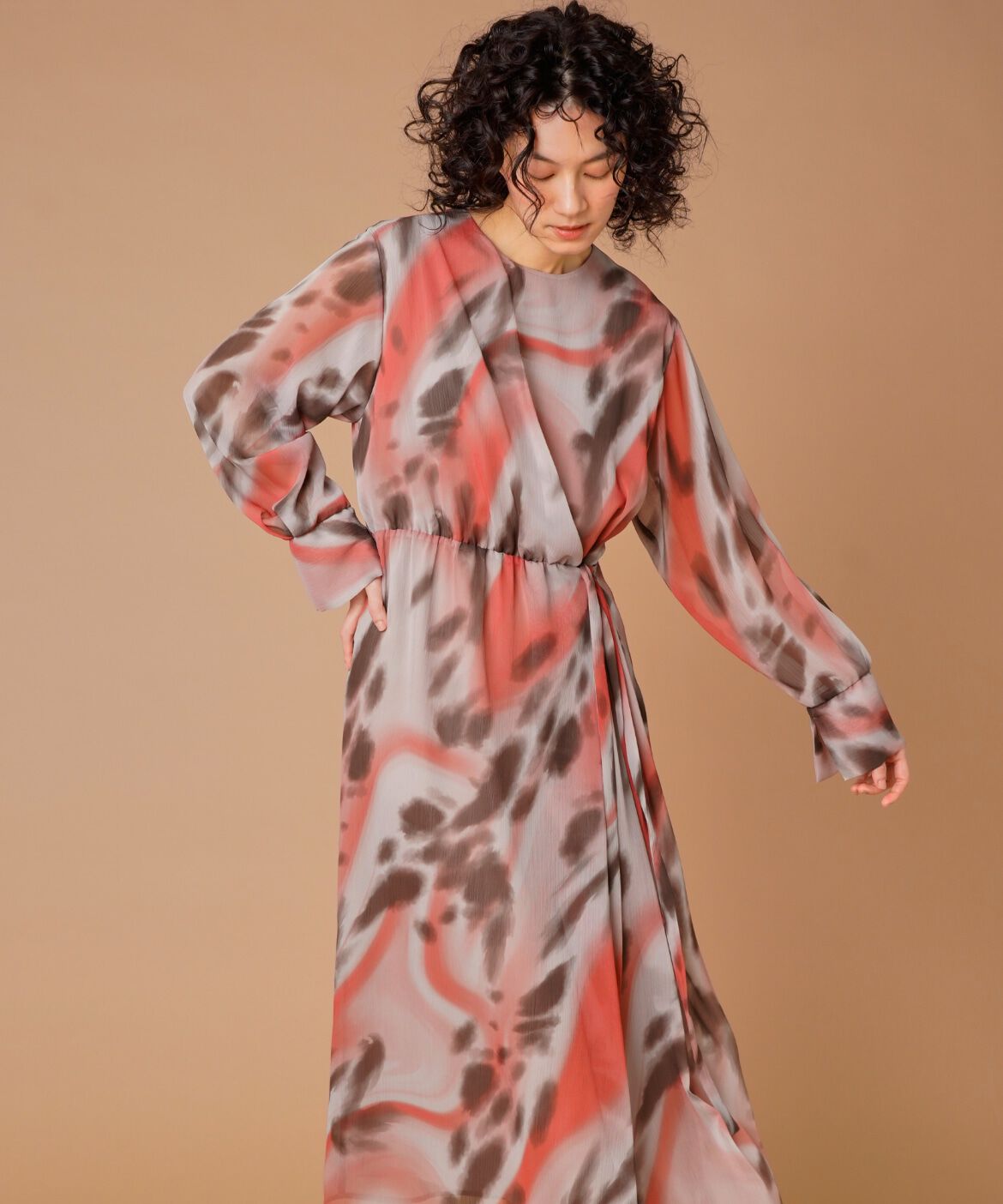 la veille by SUPERIOR CLOSET「楊柳プリントワンピース　　」|ワンピース|サーモンピン 4