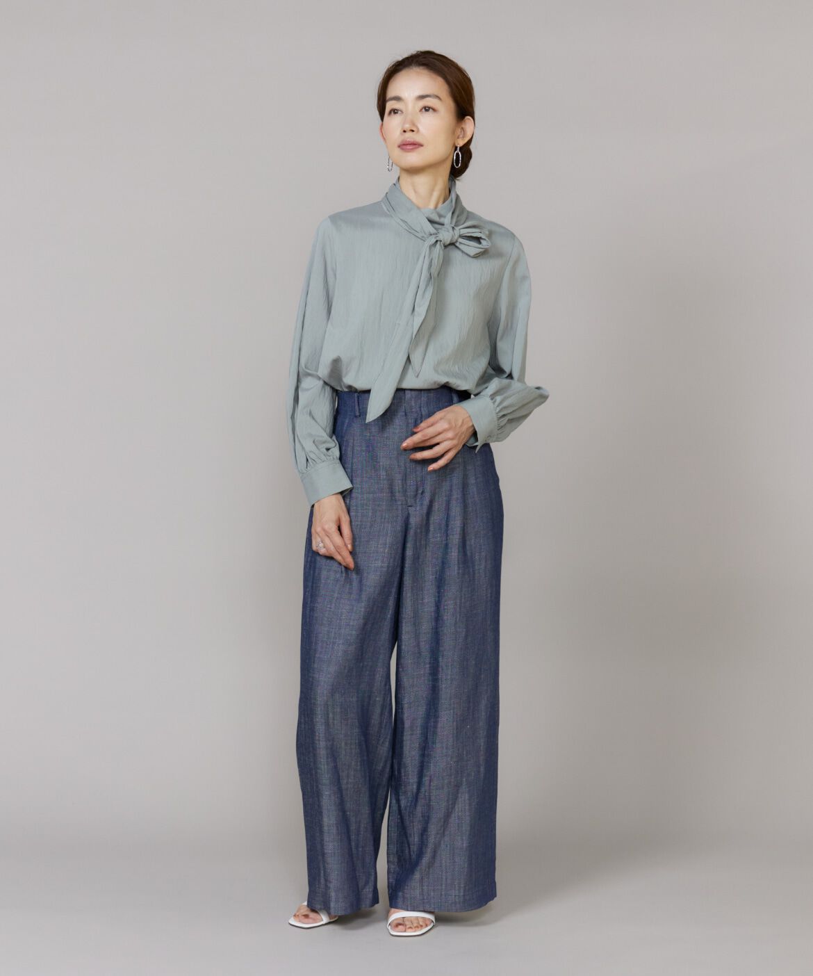 Le Souk「《大きいサイズ》ハイネックボウタイブラウス」|シャツ・ブラウス|