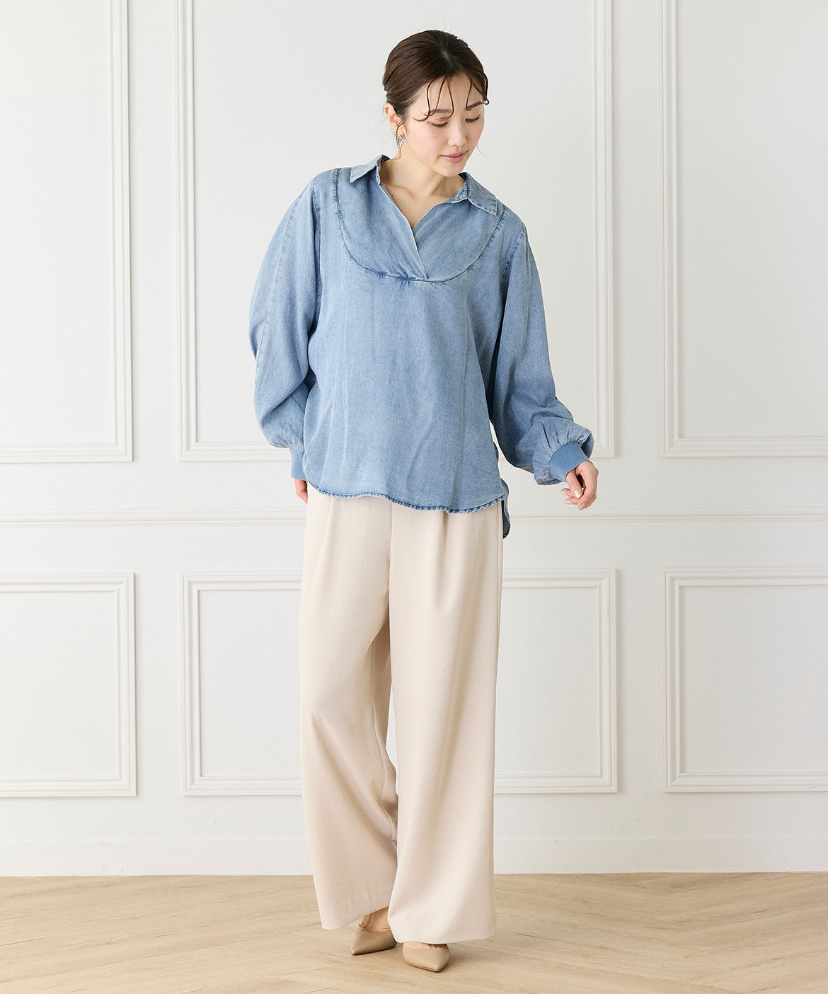 INED「《大きいサイズ》イージーワイドパンツ」|その他|