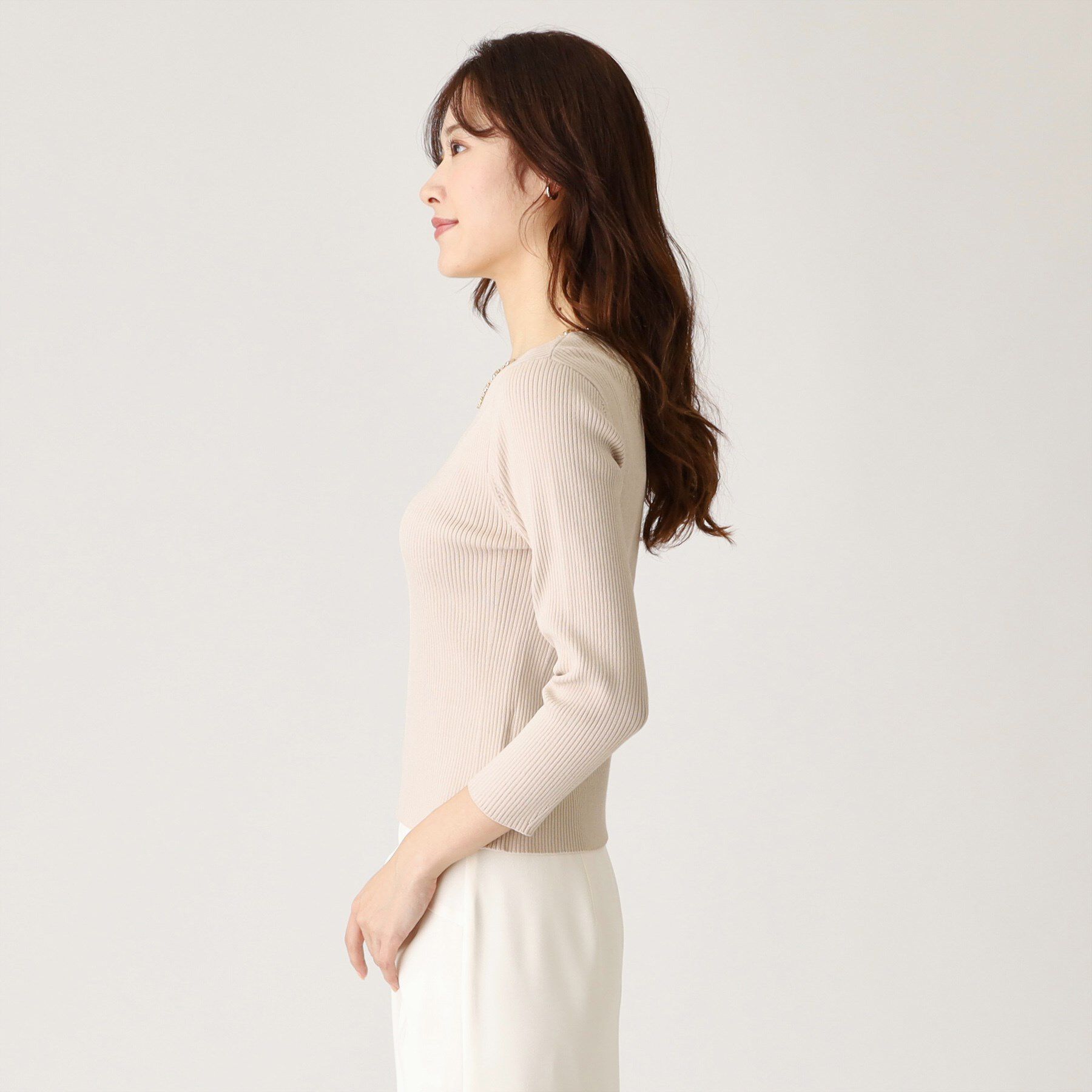 COUP DE CHANCE「【洗える】ビジューリブニットトップス」|ニット・セーター|